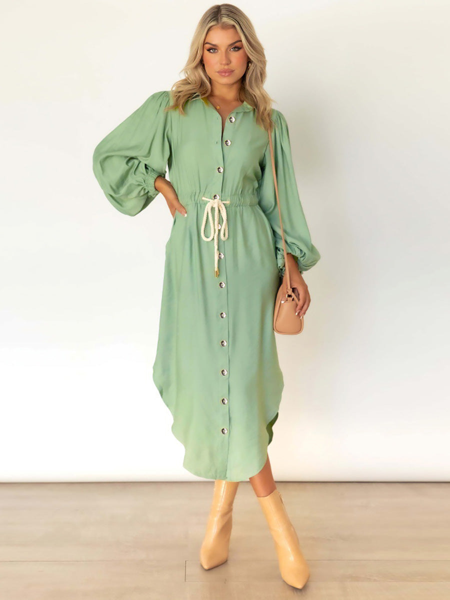 Stunncal Long-Sleeved Waist-Skimming Dresses