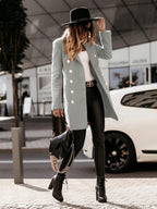Stunncal Work Street Solid Buttons Turn-back Collar Outerwear(4 Colors)