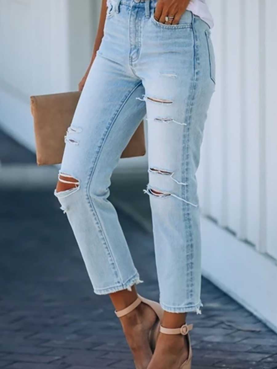Stunncal Non-stretch Ripped Washed Jeans