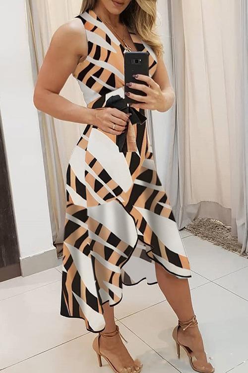 StunncalIrregularity Hem V Neck Sleeveless Dress