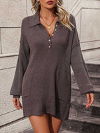 Stunncal Solid Color Lapel Button Knit Mid-Length Coat Sweater