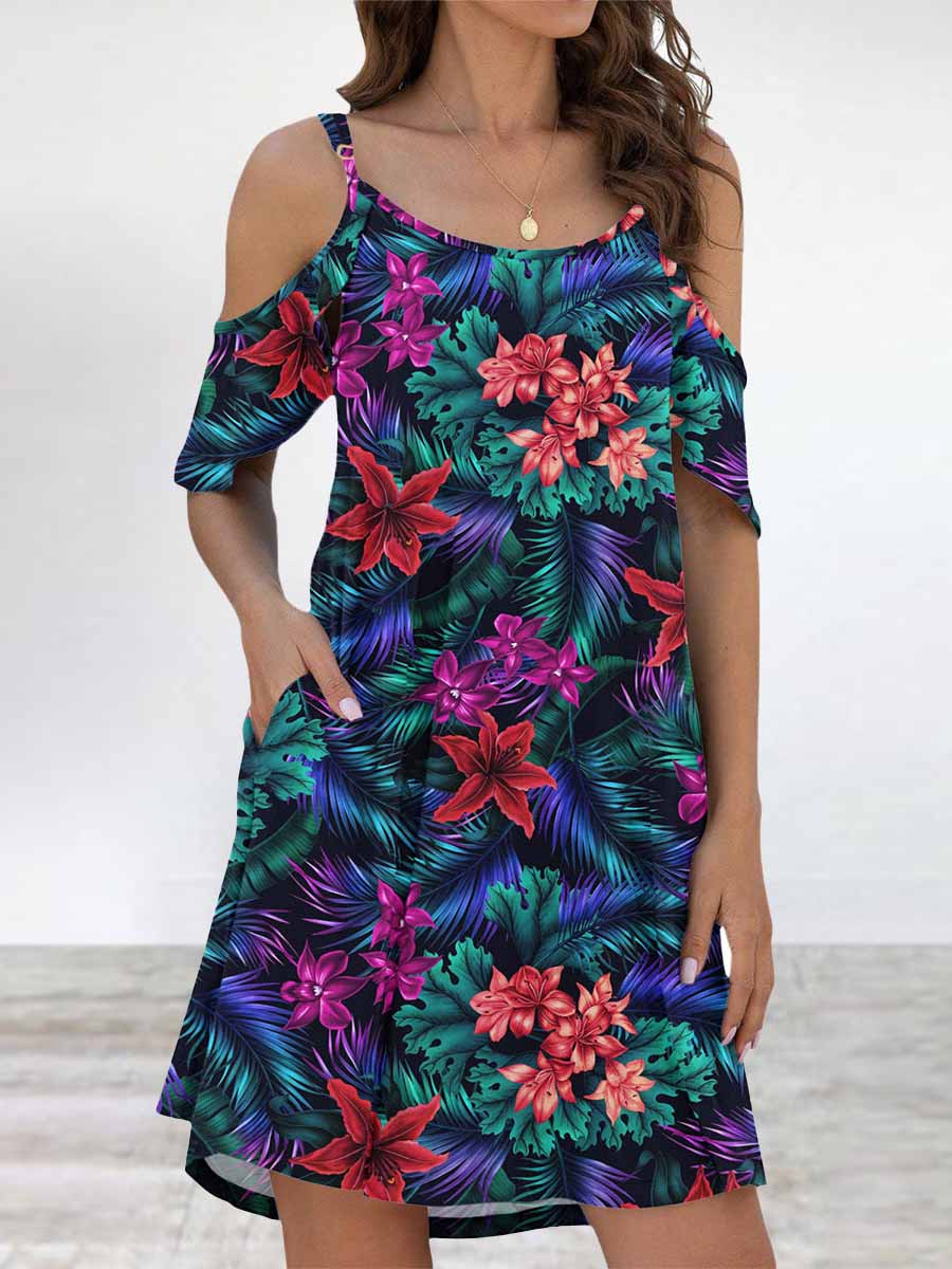 Stunncal Elegant Print Flounce O Neck Dresses(11 Colors)