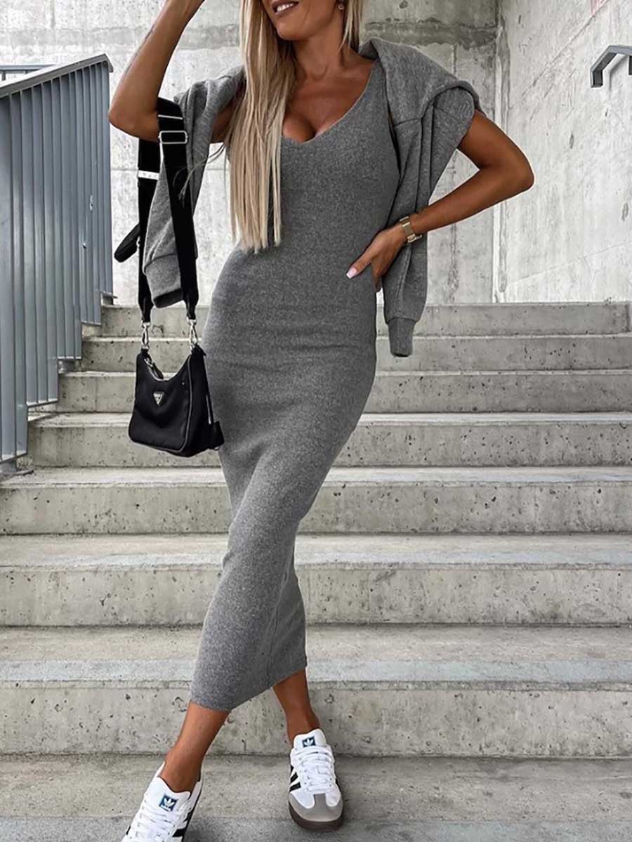 Stunncal Sweatshirt Slim Dress 2-Piece Set