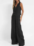 Stunncal Fashion vest pants collage patchwork cotton leisure suit