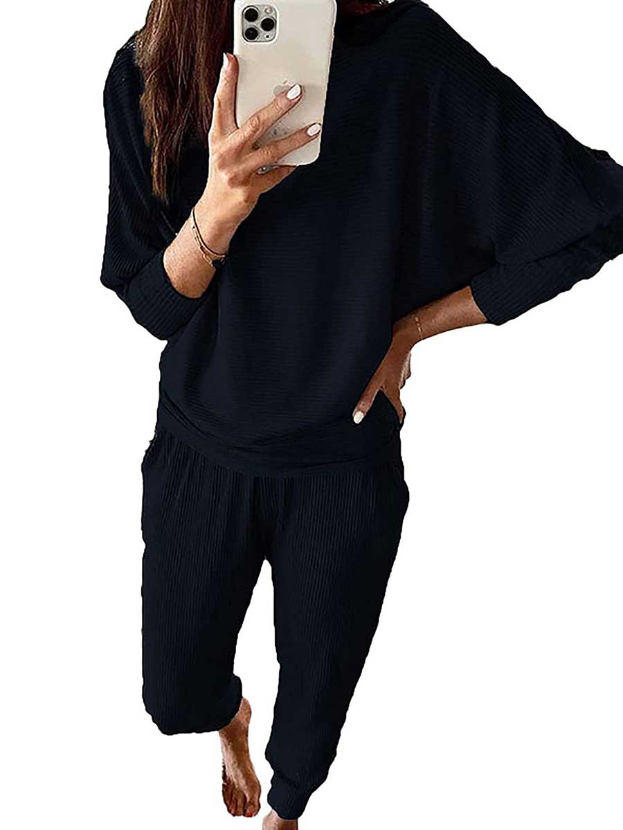 Stunncal Long Sleeve Knit Sweatshirt Loungewear
