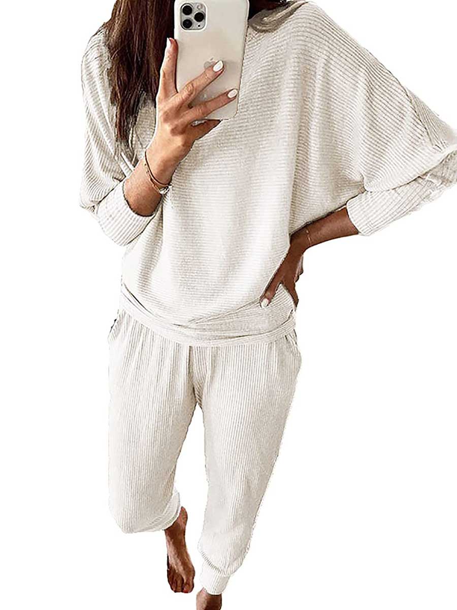 Stunncal Long Sleeve Knit Sweatshirt Loungewear