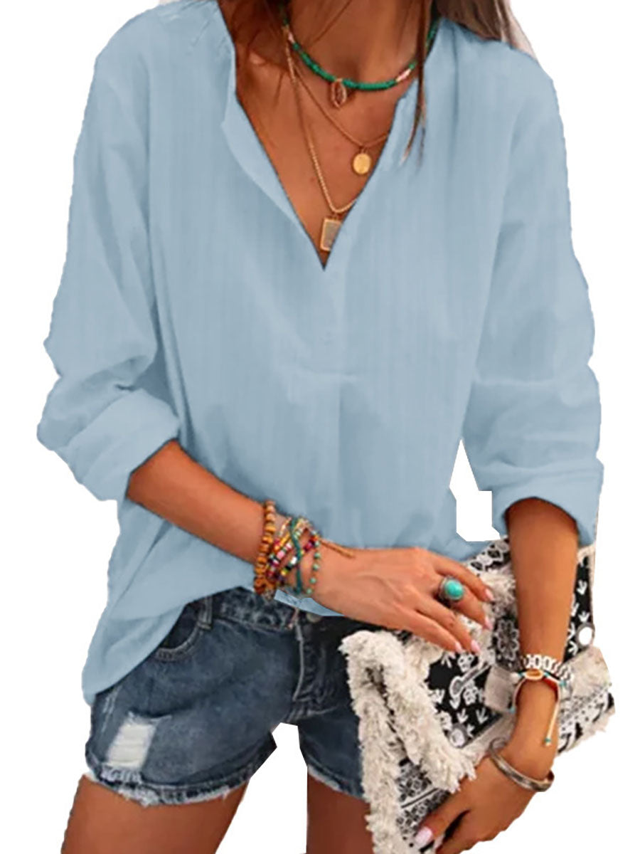 Stunncal Fashion V-neck Striped Top