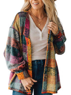 Stunncal Loose-fitting Plaid Shirt Fleece Jacket