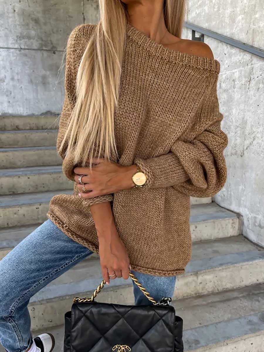 Stunncal Crew neck pullover knit sweater