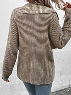 Stunncal Solid Color Long Sleeve Lapel Sweater