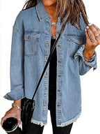 Stunncal Denim Lapel Loose Fit Shirt
