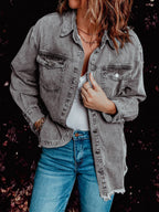 Stunncal Denim Lapel Loose Fit Shirt