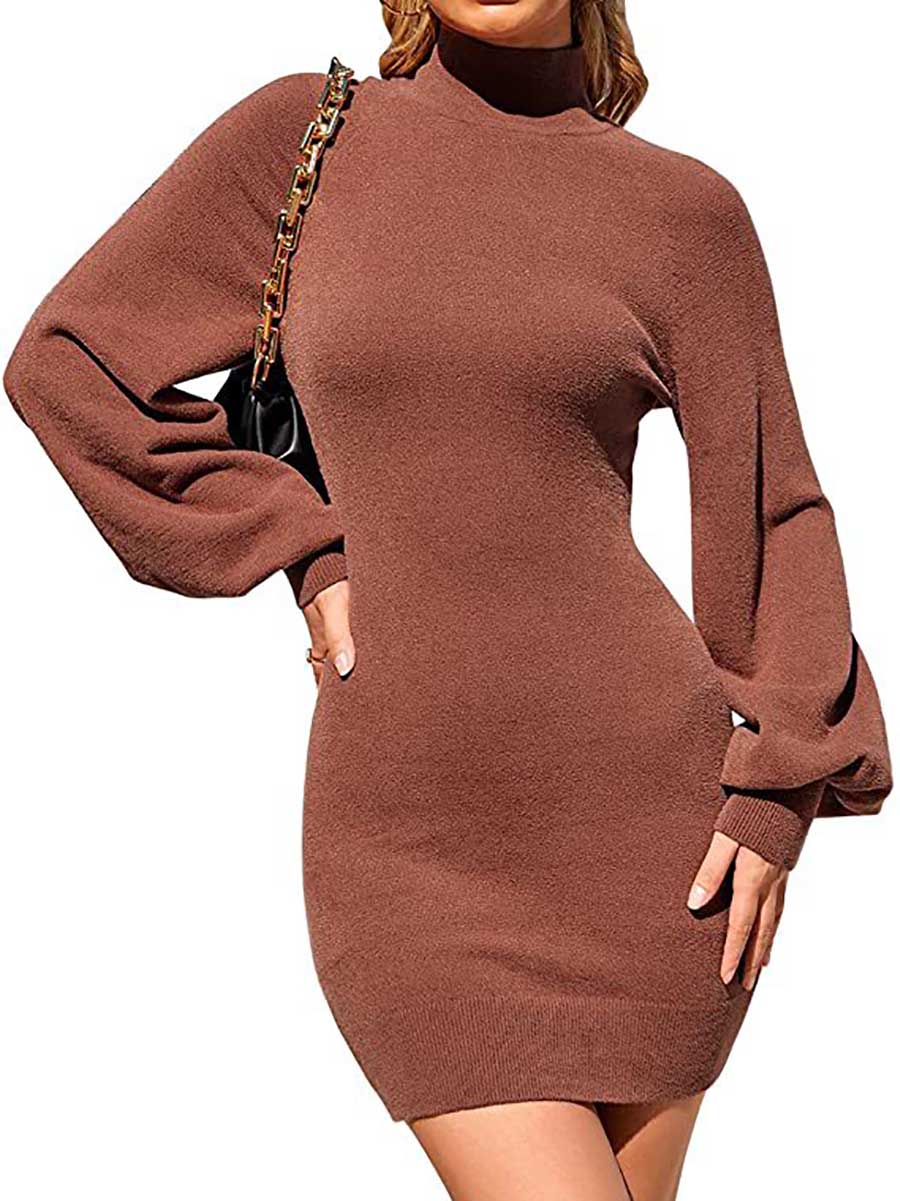 Stunncal Turtleneck Knit Sweater Dress