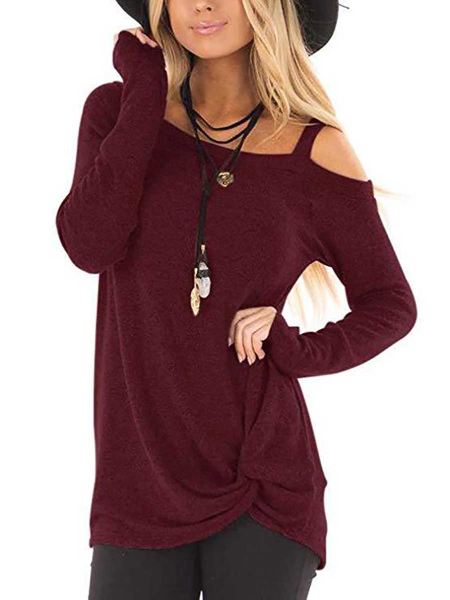 Stunncal Long Sleeve Knotted Sweatshirt T-Shirt