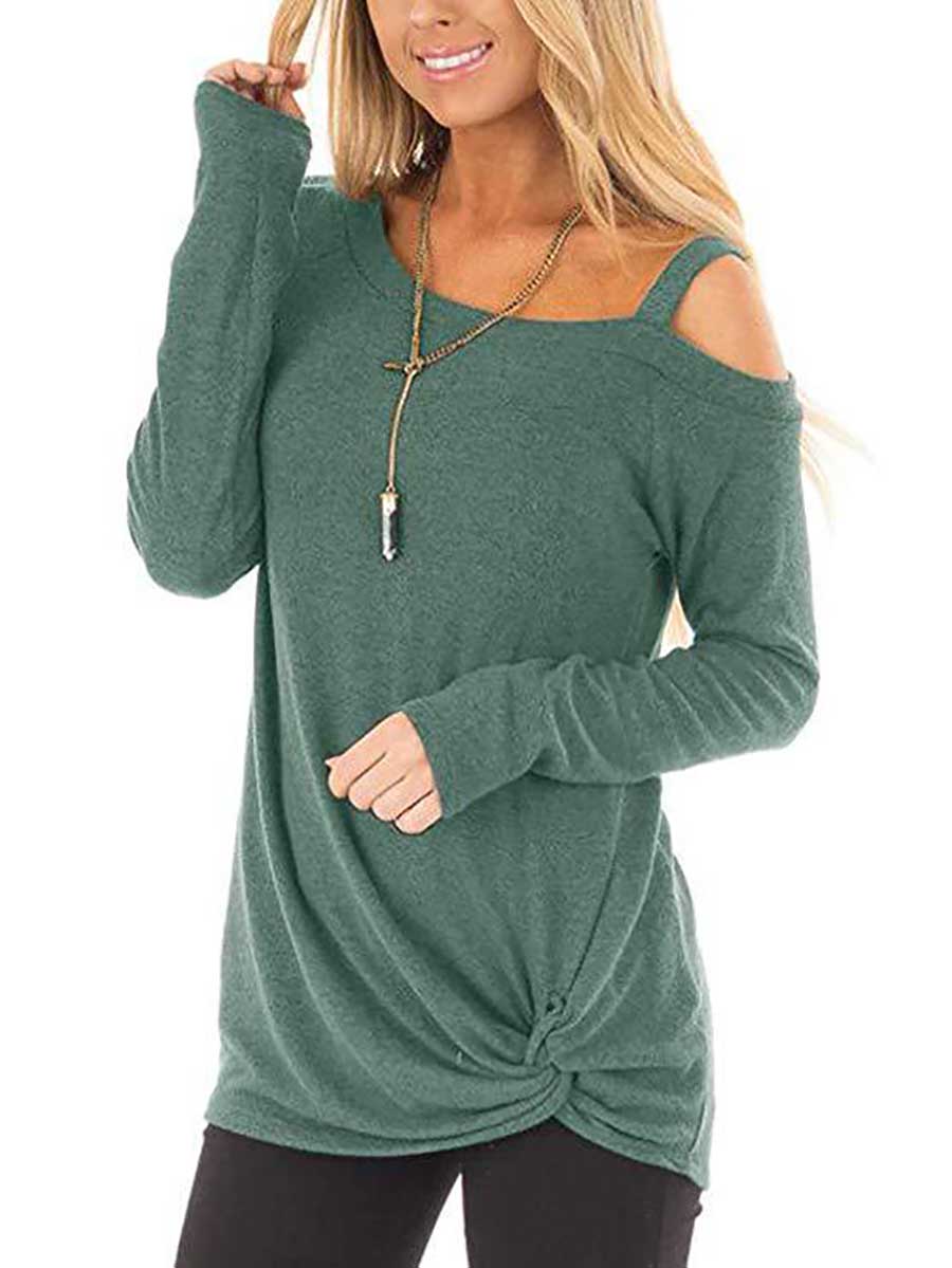Stunncal Long Sleeve Knotted Sweatshirt T-Shirt