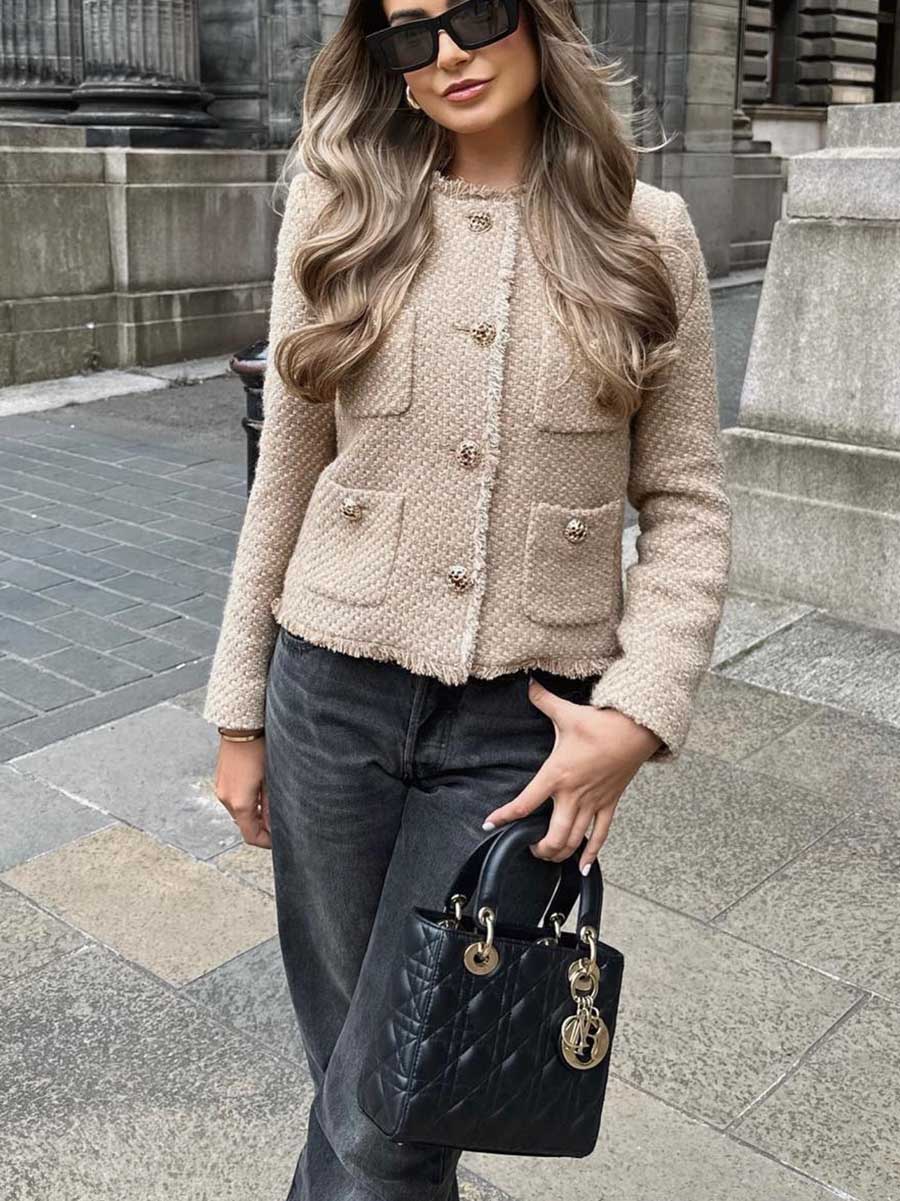Stunncal Metal Buttoned Chunky Jacket Top