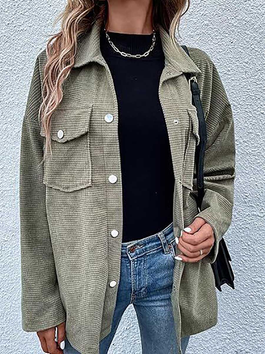 Stunncal Waffle Jacket Button Down Shirt