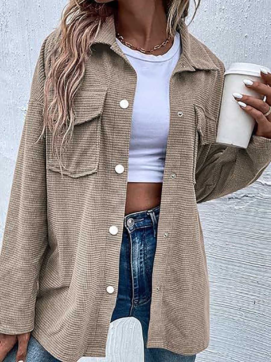 Stunncal Waffle Jacket Button Down Shirt