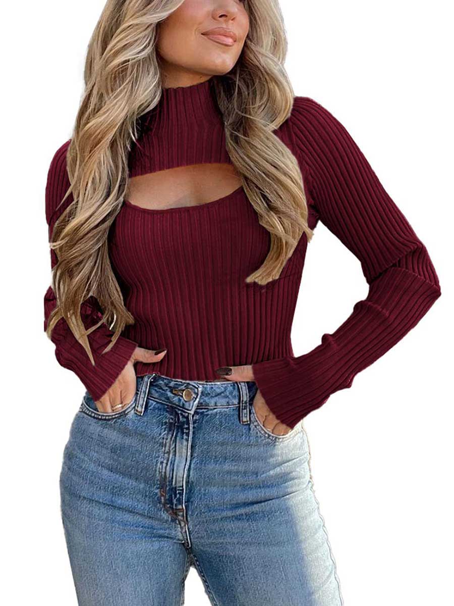 Stunncal Sexy High Neck Loose Cutout Sweater