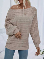 Stunncal Strapless Sweater Stranded Knit Loose Pullover