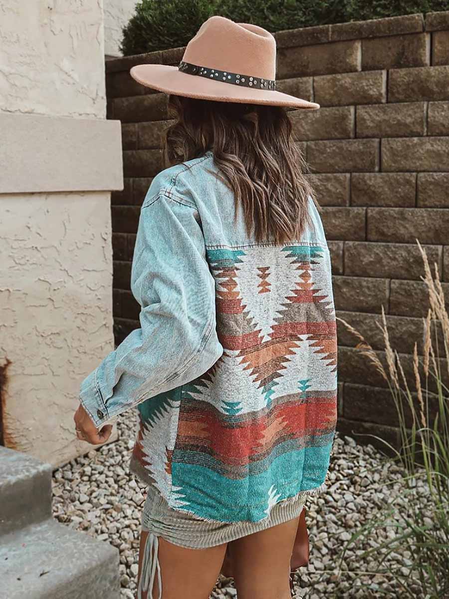 Stunncal Lynbrook Colorful Woven Contrast Denim Jacket