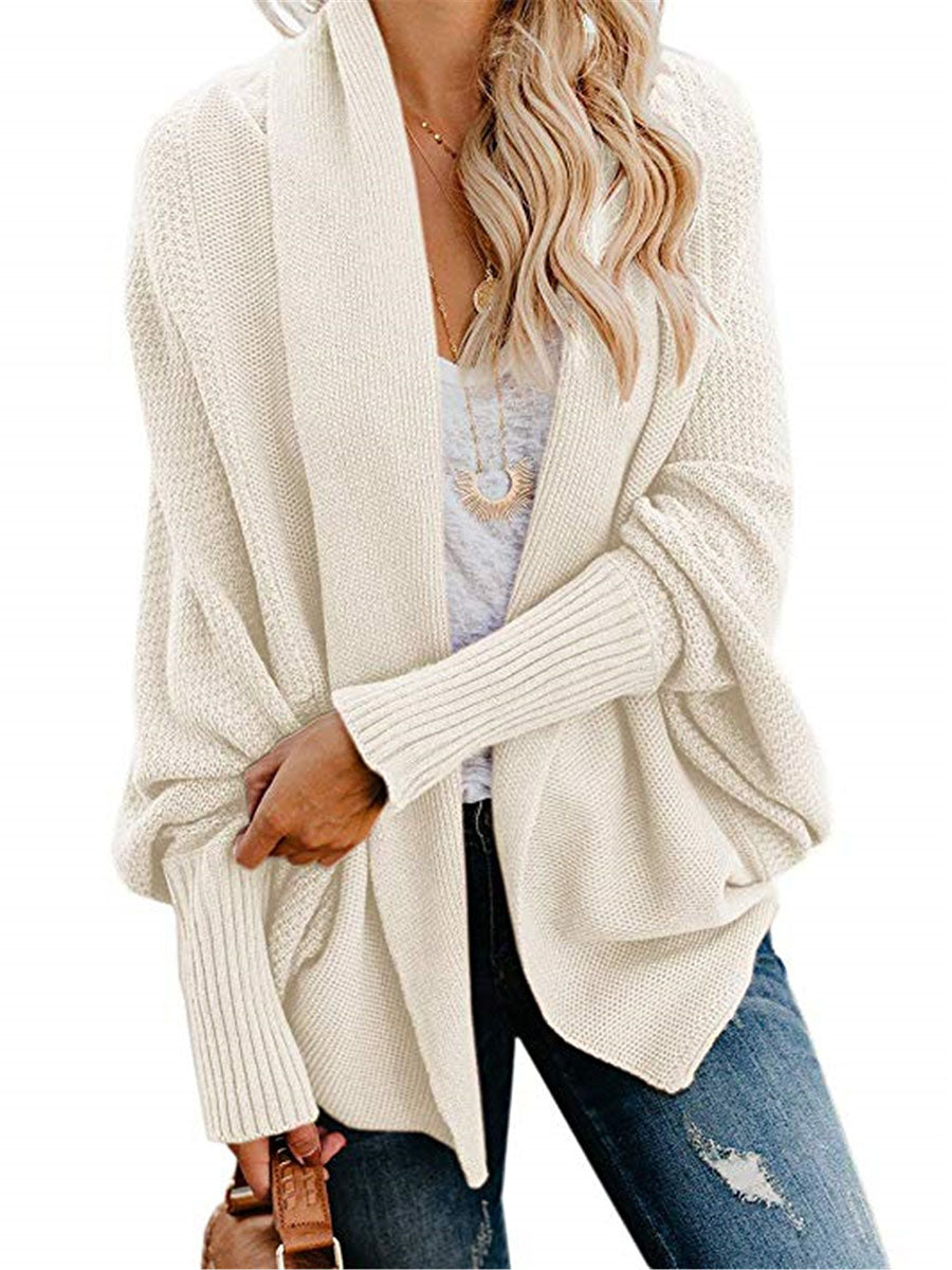 Stunncal Bat sleeve plus size long knitted cardigan sweater（13 colors）