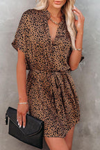 Stunncal Leopard Satin Tie Dress