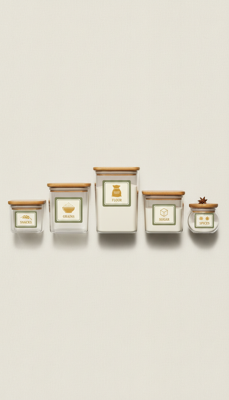 Plastic Storage Container Set with Clear Labels
