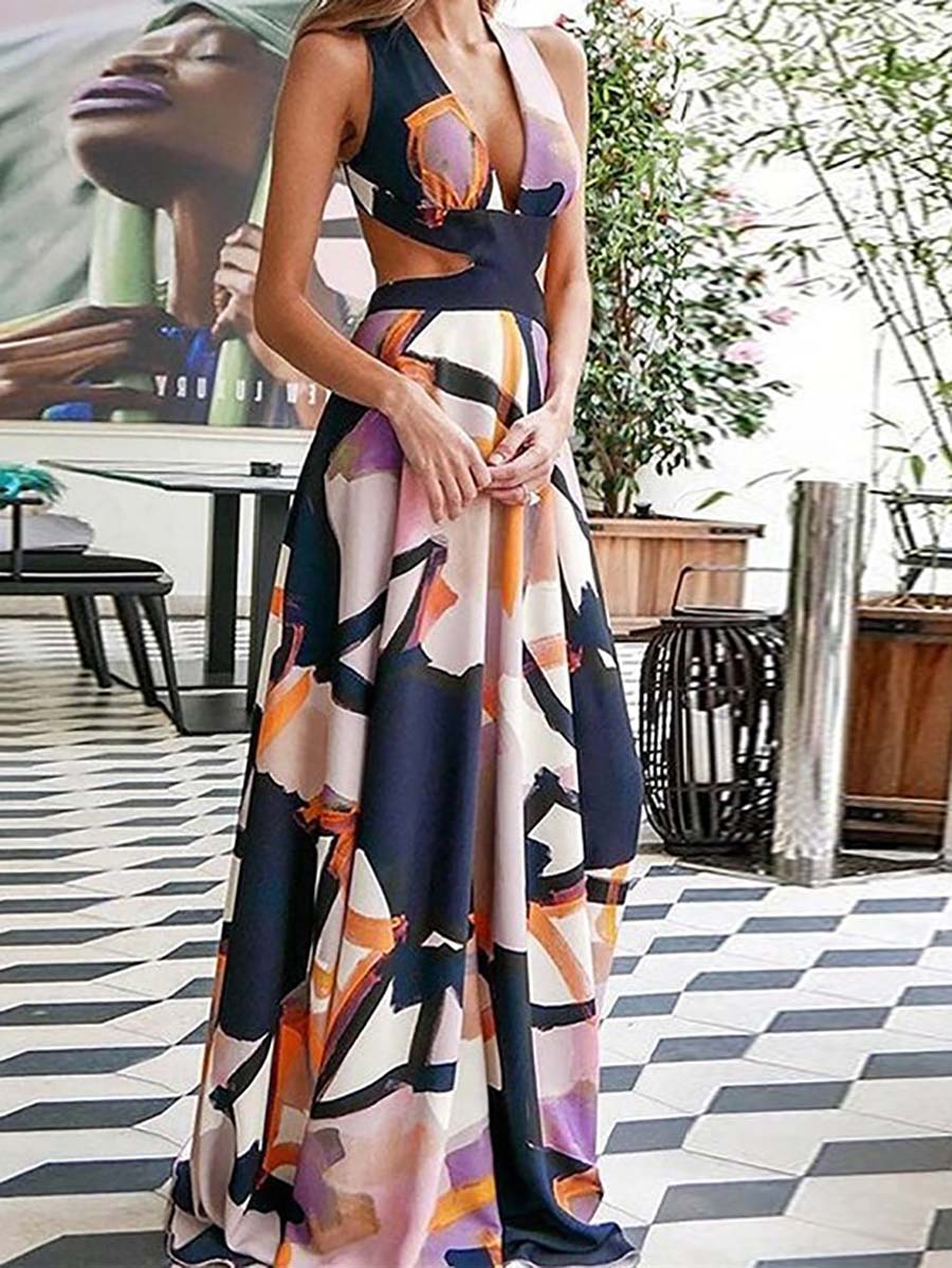 Stunncal Alyssa Printed  V Neck Dress